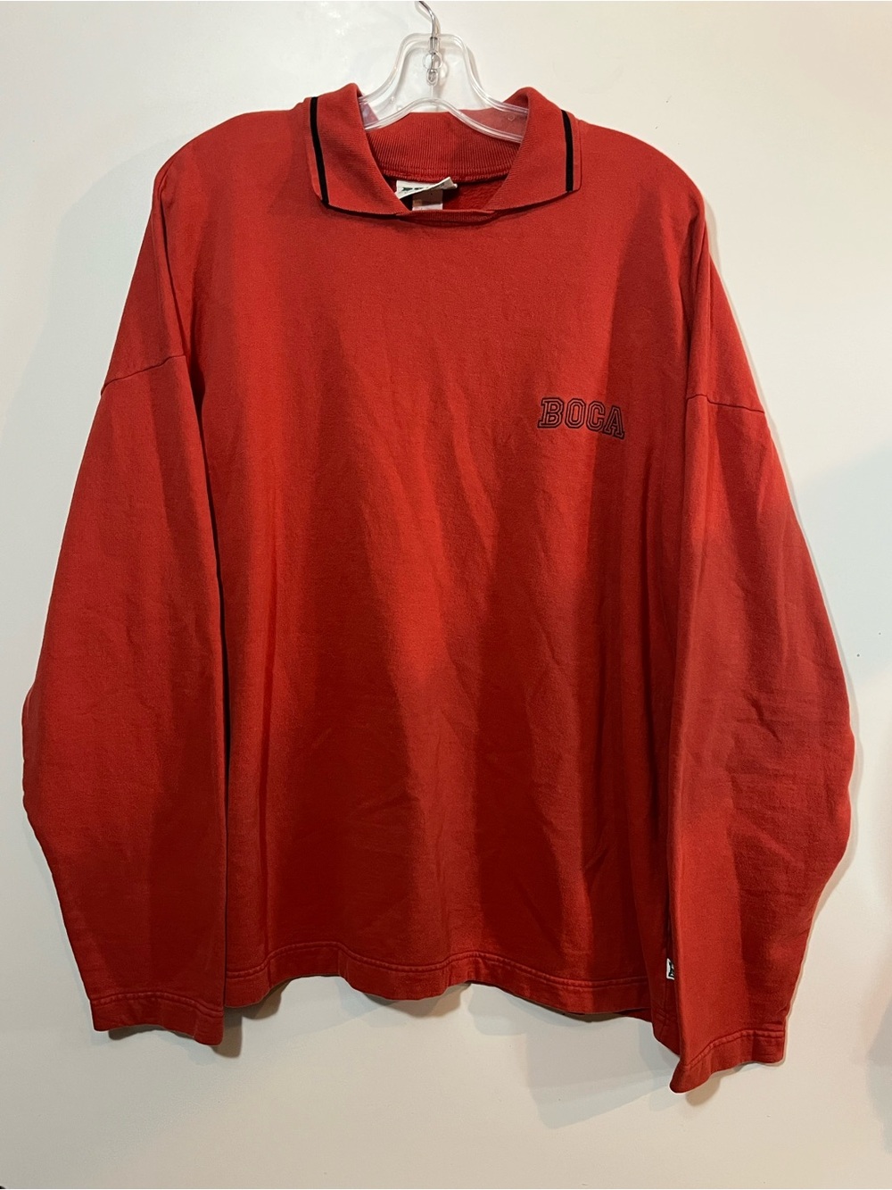 Vintage 90s Boca Red Long-Sleeve Polo Shirt Made in Canada XXL